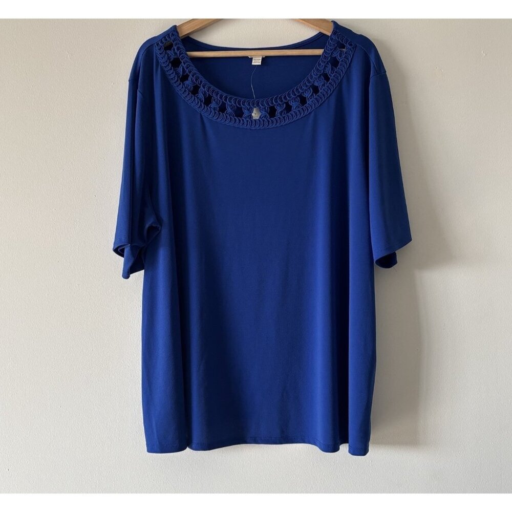 C. Est. 1946 Blouse Blue Short Sleeve Top Women’s PLUS SIZE‎ 22/24W Mature NWT